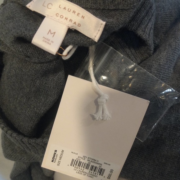 NWT Lauren Conrad Grey Sweater Crew Neck Long Sleeve Dress Tunic Medium - Picture 4 of 5